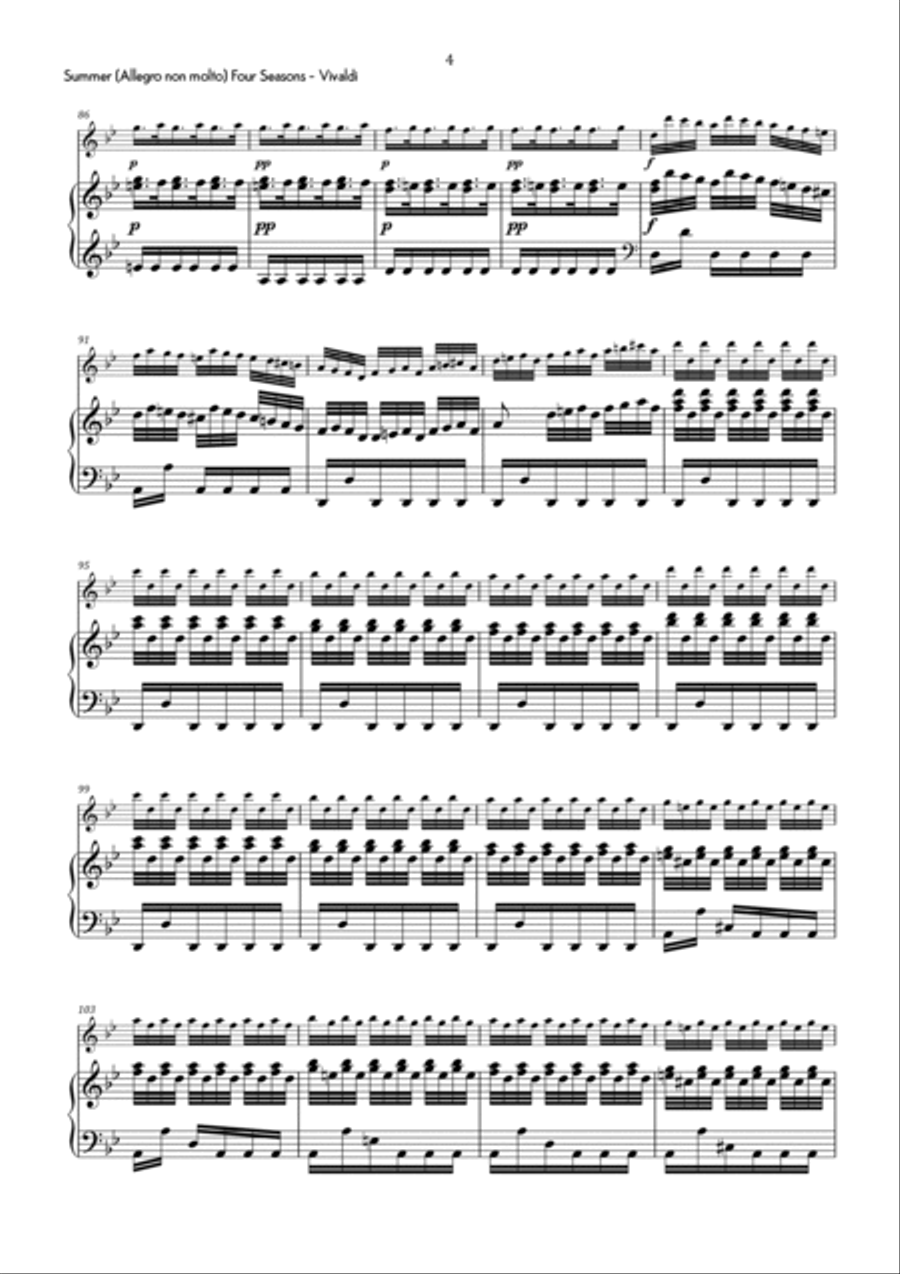 Vivaldi - Allegro non molto from Summer (The Four Seasons) in G Minor - Advanced Chamber Music scores gallery preview page 5