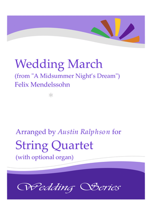 Book cover for Wedding March (from "A Midsummer Night's Dream") by Mendelssohn - string quartet with optional organ