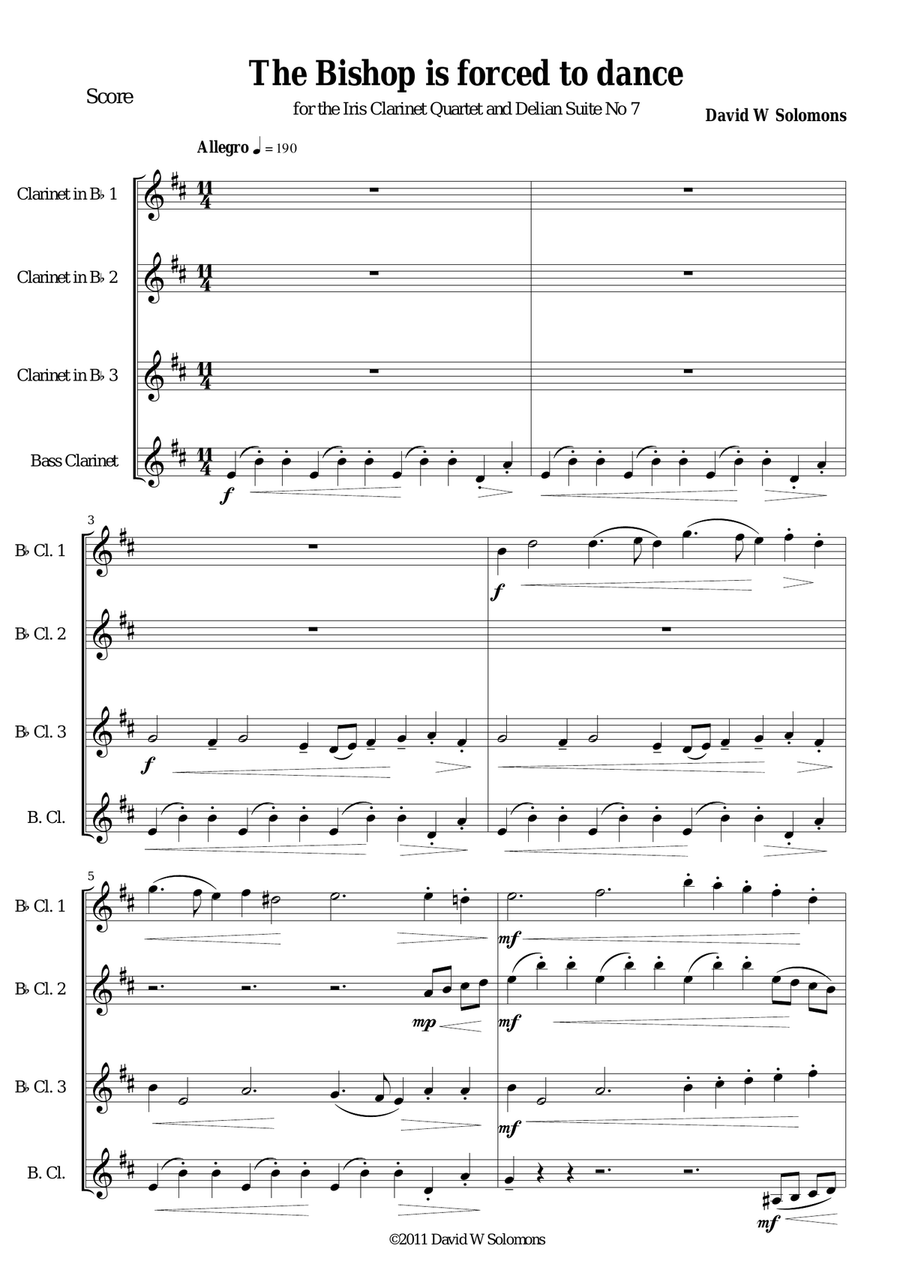 The bishop is forced to dance for clarinet quartet Clarinet Quartet scores gallery preview page 1