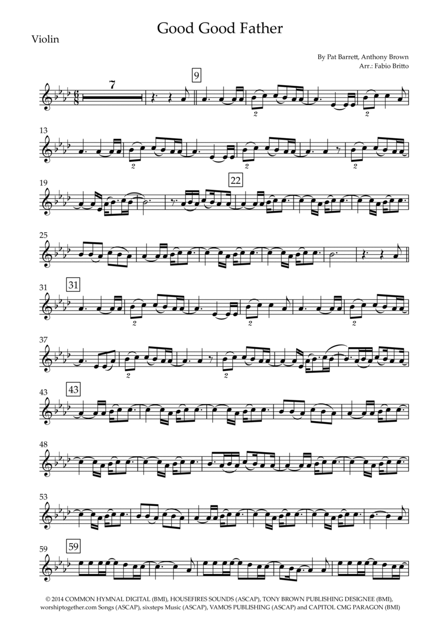 Good Good Father Violin Solo scores gallery preview page 1