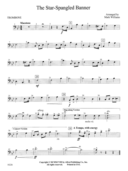 The Star Spangled Banner: 1st Trombone