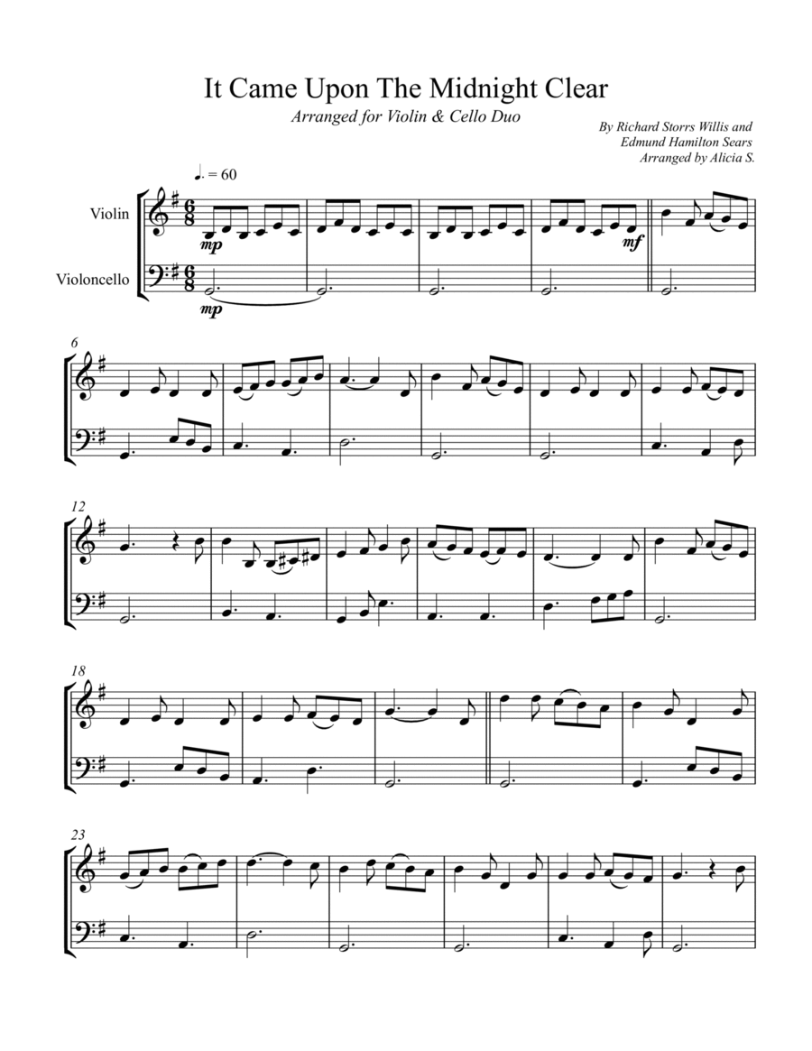 It Came Upon The Midnight Clear String Duet scores gallery preview page 1