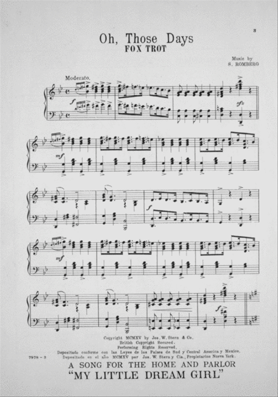 Oh Those Days. Fox-Trot Piano Solo scores gallery preview page 2