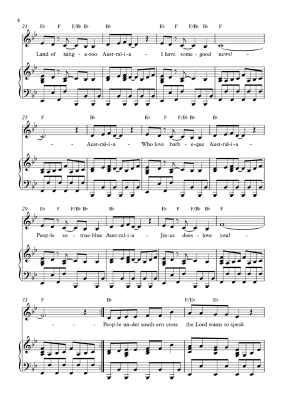 Australia Australia Piano, Vocal, Guitar scores gallery preview page 4