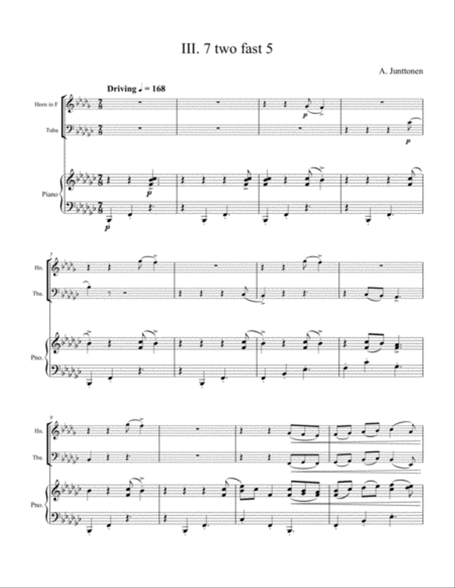 Three Miniatures: III. 7 two fast 5 Brass Duet scores gallery preview page 1