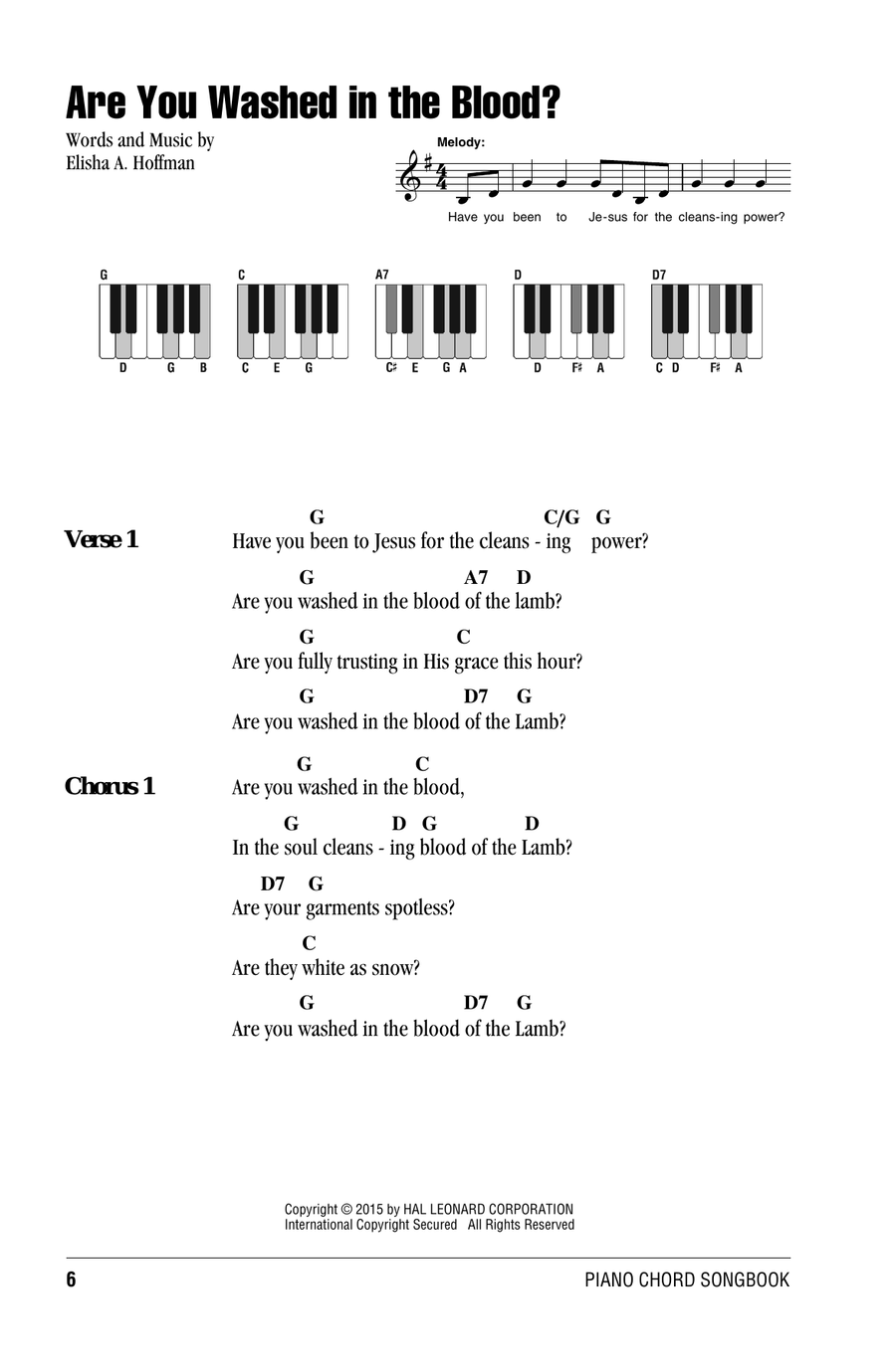 Are You Washed In The Blood? Piano scores gallery preview page 1
