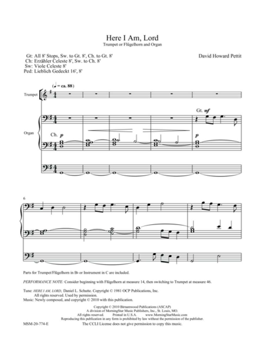 Here I Am, Lord Flugelhorn scores gallery preview page 1