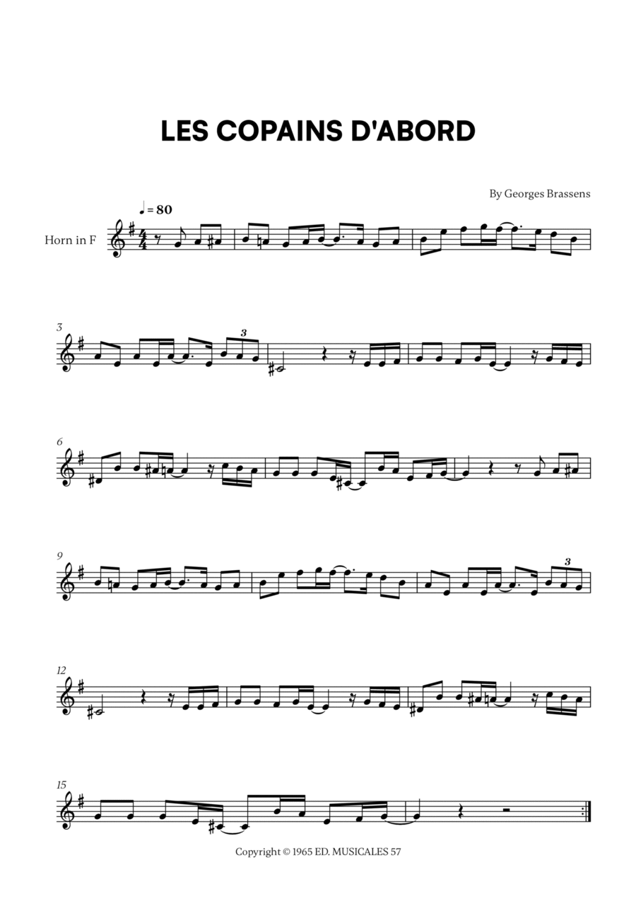 Les Copains D'abord Horn Solo scores gallery preview page 1