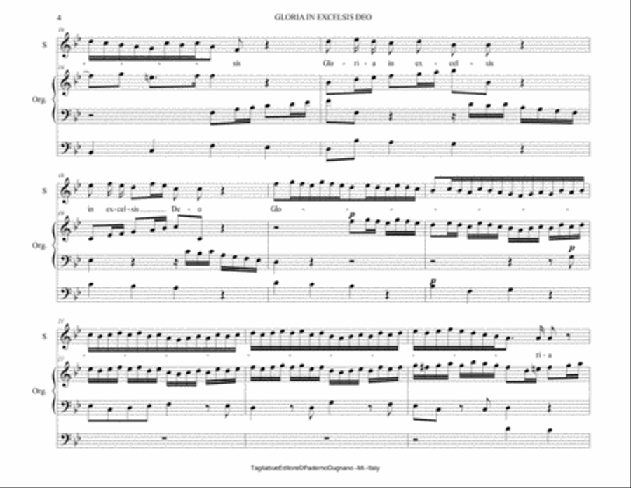 GLORIA IN EXCELSIS DEO - Handel - Arr. for Soprano and Organ 3 staff Soprano Voice scores gallery preview page 4