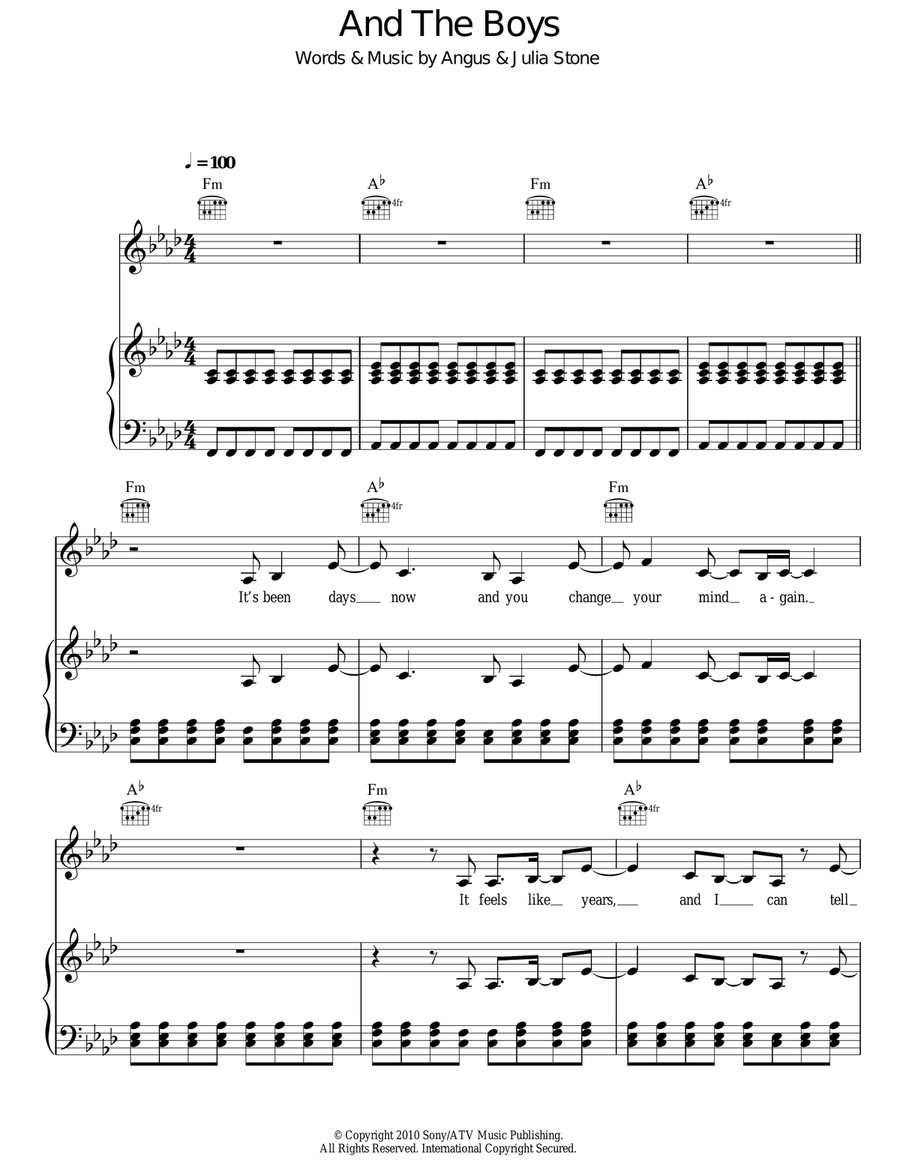 And The Boys Acoustic Guitar scores gallery preview page 1