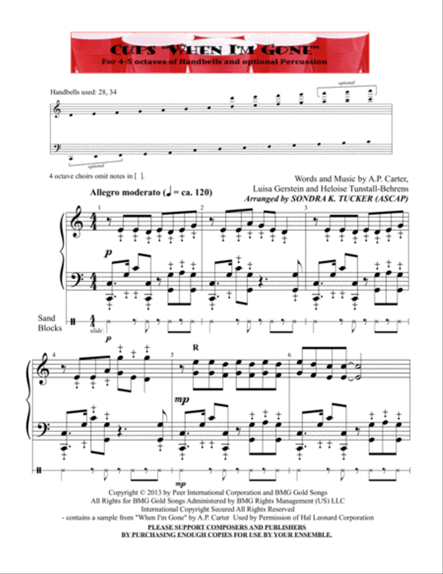 Cups (When I'm Gone) Handbell Choir scores gallery preview page 1