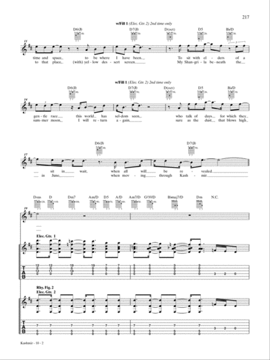 Kashmir Guitar Tablature scores gallery preview page 2