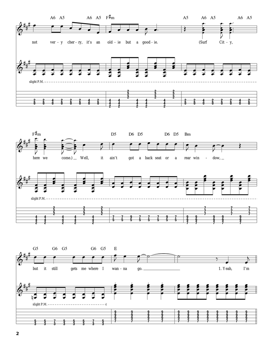Surf City Guitar Tablature scores gallery preview page 2