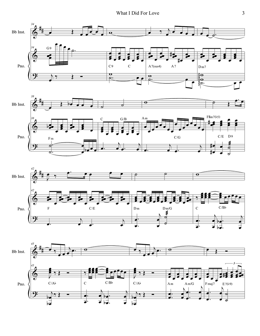 What I Did For Love What I Did For Love Clarinet scores gallery preview page 3
