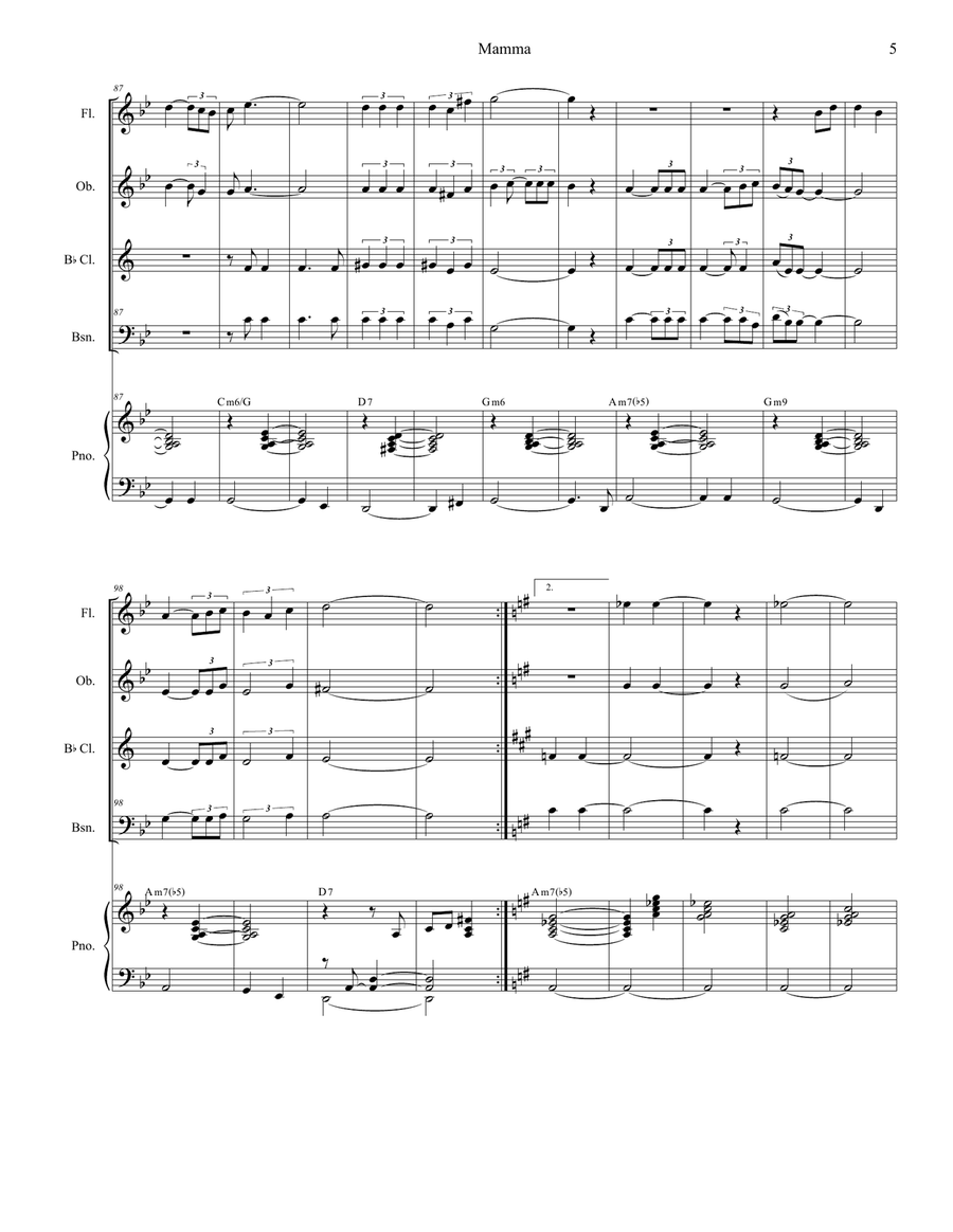 Mama (mamma) Woodwind Quartet scores gallery preview page 5