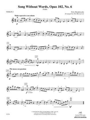 Song Without Words, Opus 102, No. 6 (Faith): 1st Violin