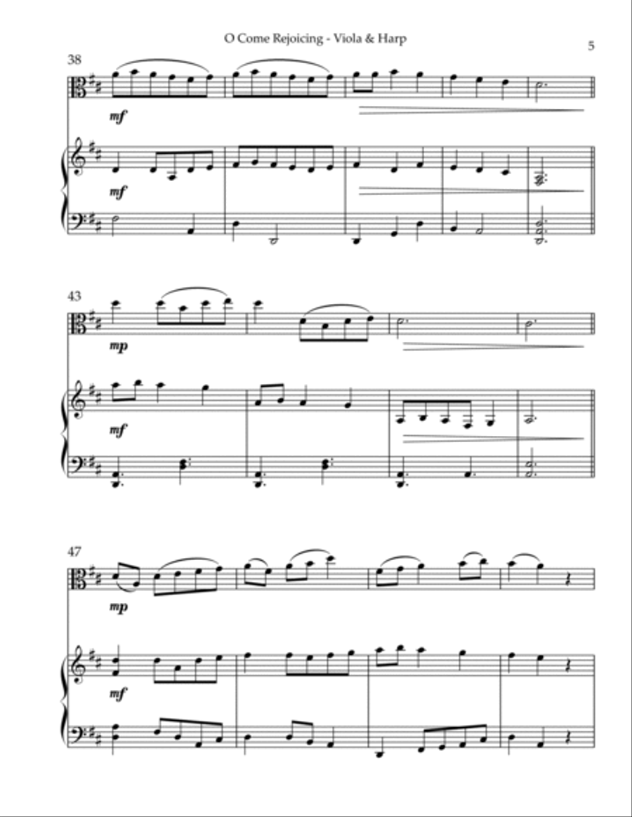 O Come Rejoicing, Duet for Viola & Harp