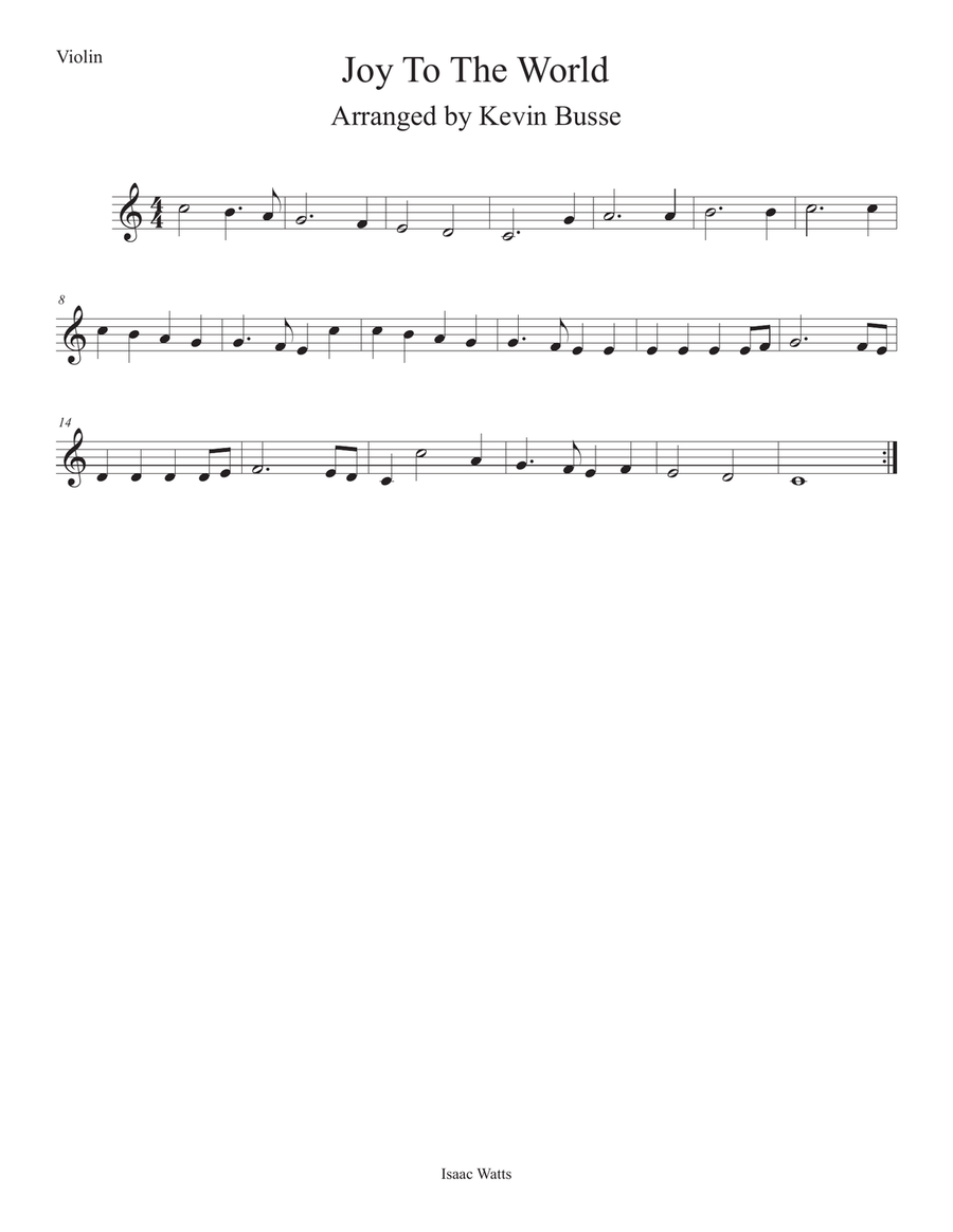 Joy To The World (Easy key of C) Violin Violin Solo scores gallery preview page 1