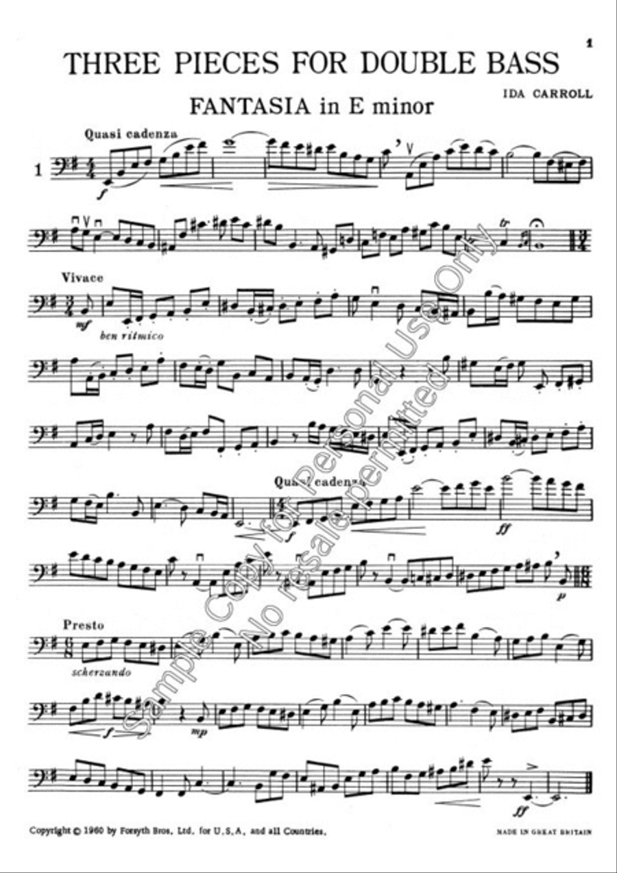 Three Pieces for Double Bass Double Bass scores gallery preview page 2