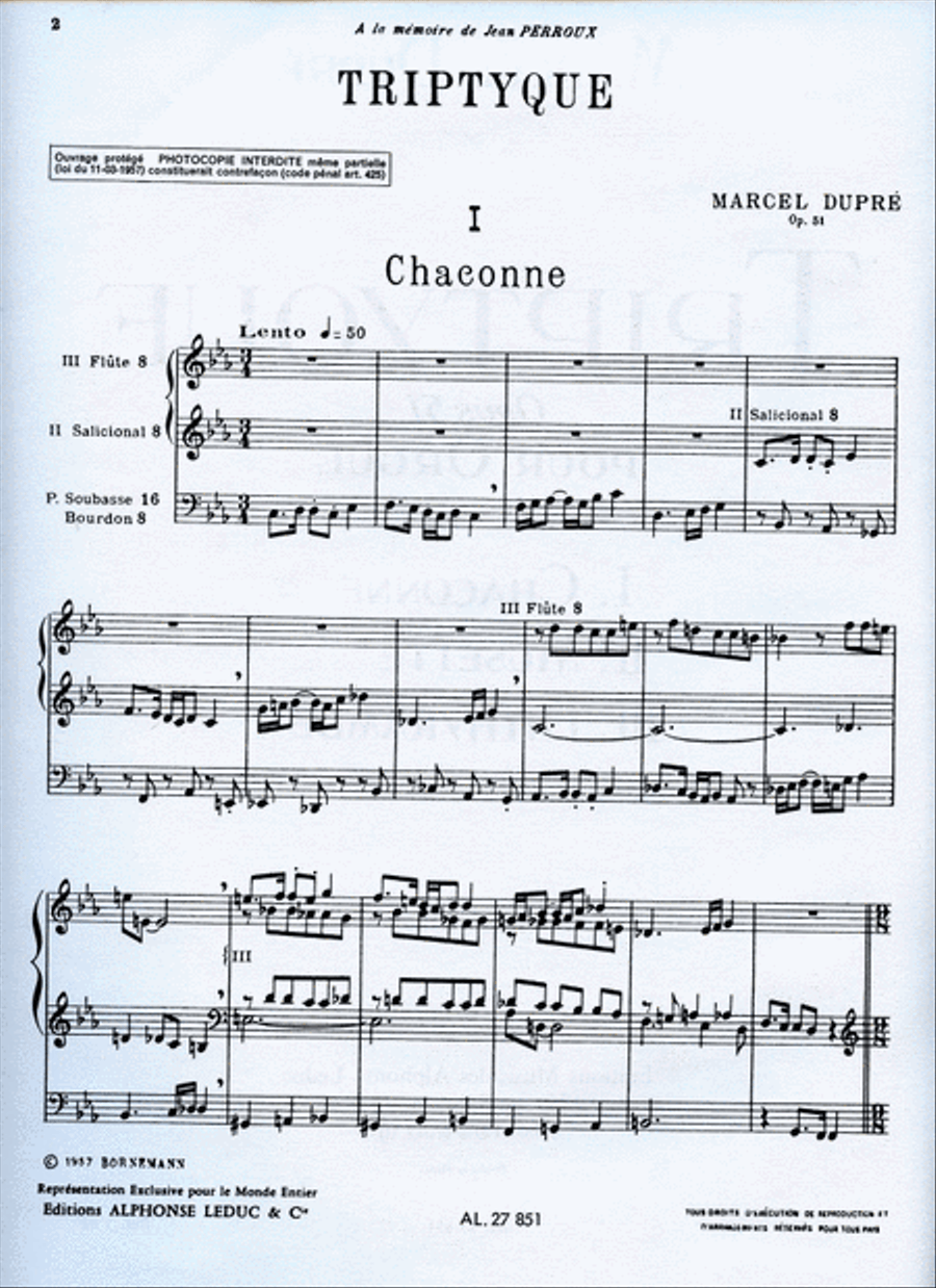 Dupre Triptyque Op.51 Organ Book Organ scores gallery preview page 2