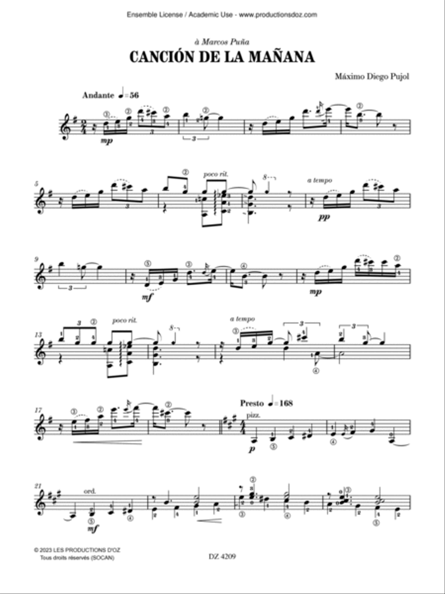 Canción de la Mañana Canción de la Mañana Classical Guitar scores gallery preview page 3