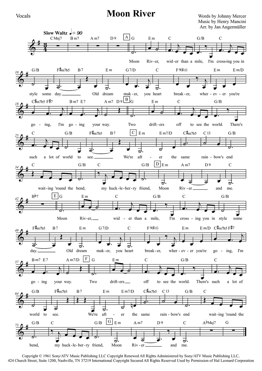 Moon River Piano, Vocal scores gallery preview page 1
