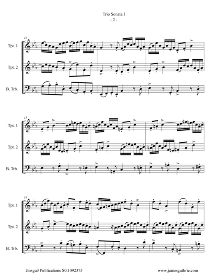 BACH: Trio Sonata No. 1 BWV 525 for Brass Trio image number null