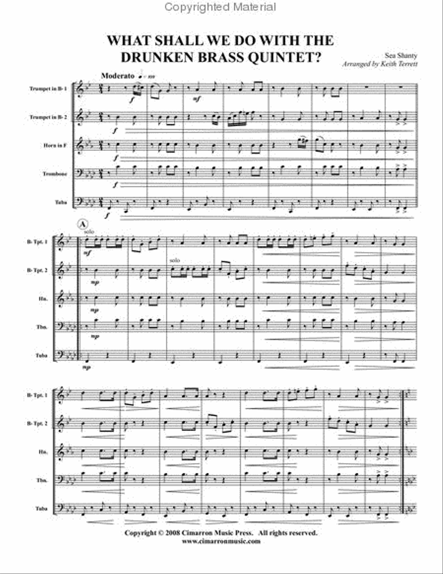 What Would You Do With A Drunken Brass Quintet? Brass Quintet scores gallery preview page 2