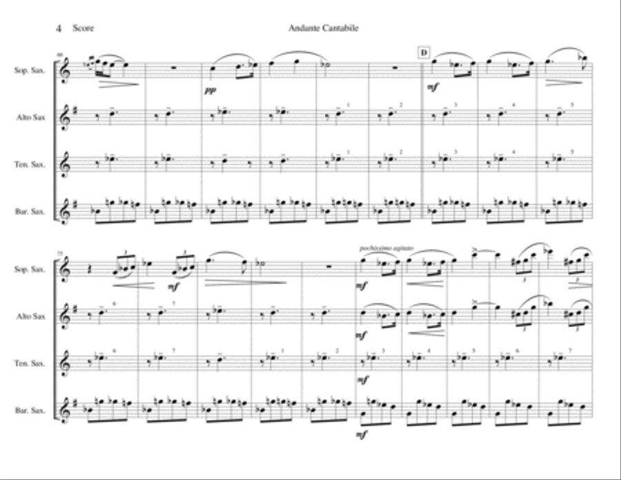 Andante Cantabile from String Quartet No. 1 Woodwind Ensemble scores gallery preview page 4