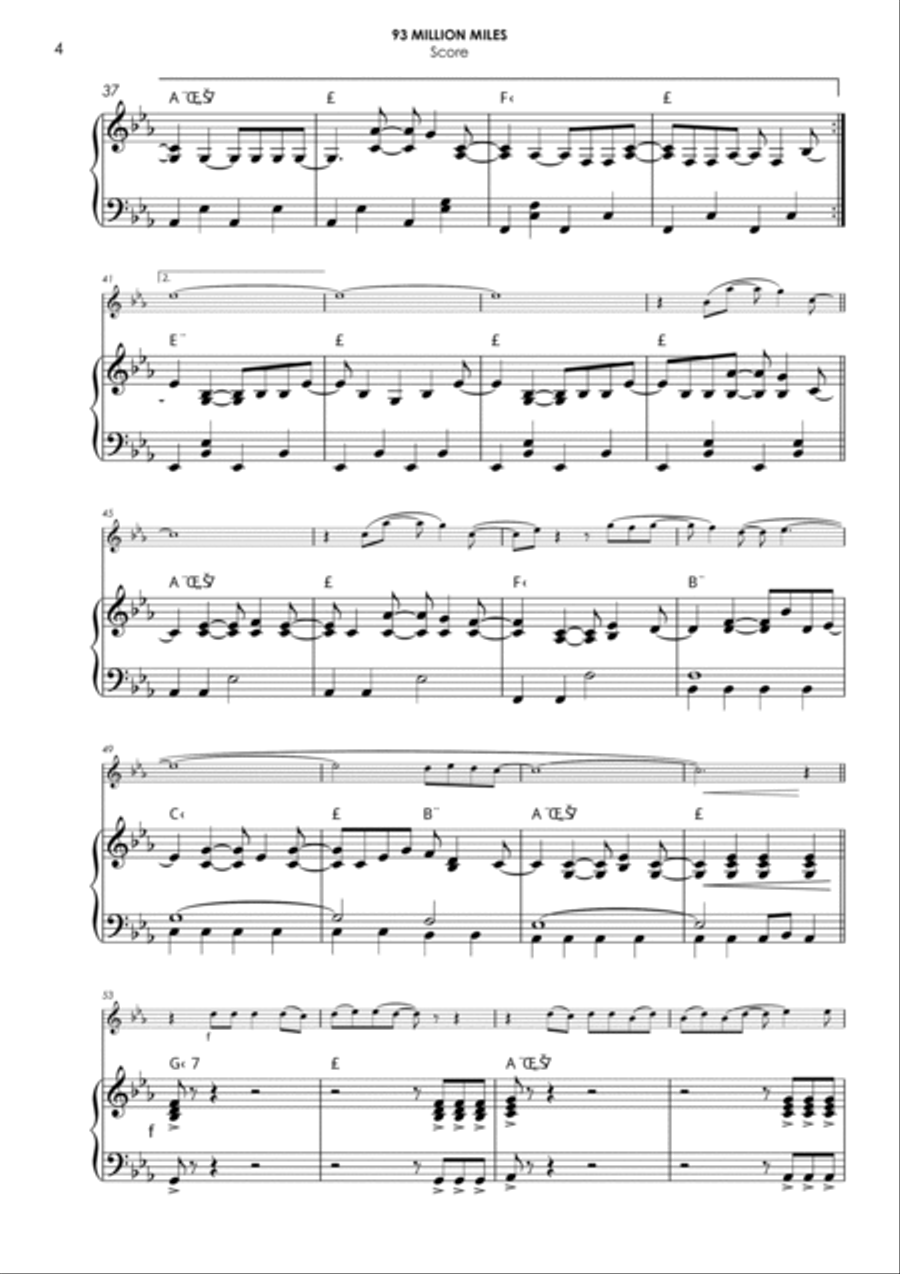 93 Million Miles Piano scores gallery preview page 4