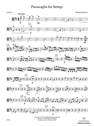 Book cover for Passacaglia for Strings: Viola