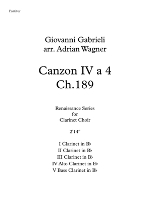 Canzon IV a 4 Ch.189 (Giovanni Gabrieli) Clarinet Choir arr. Adrian Wagner