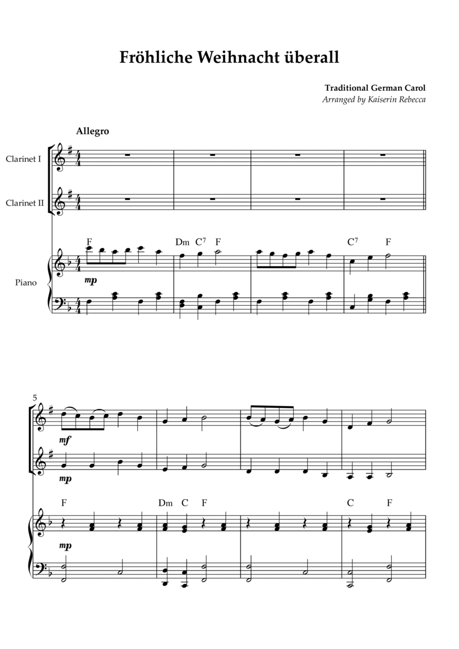 Fröhliche Weihnacht überall Woodwind Duet scores gallery preview page 1