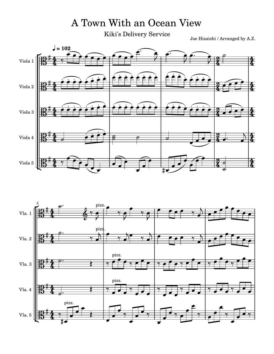 Kiki's Delivery Service (On A Clear Day) String Quintet scores gallery preview page 1