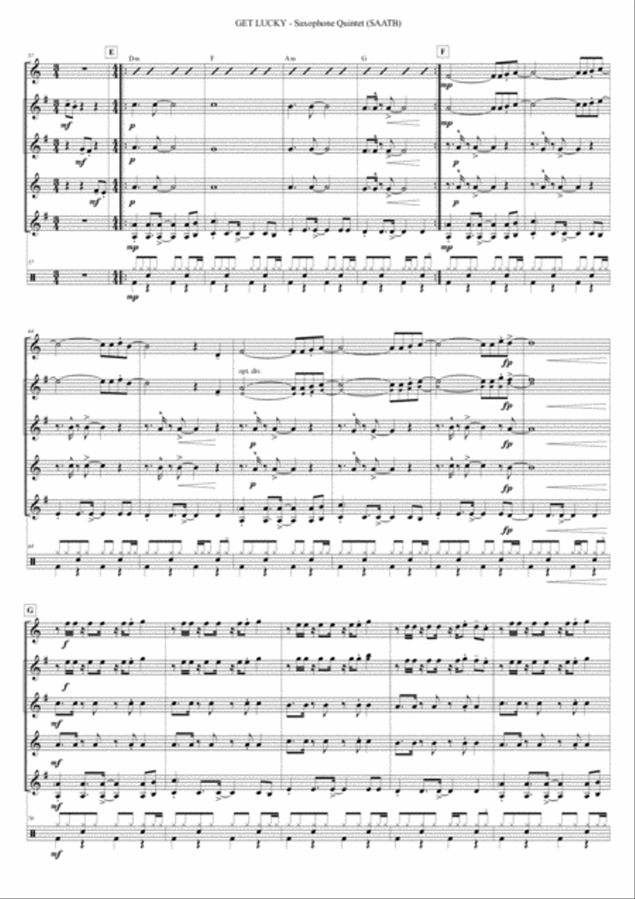 Get Lucky Saxophone Quintet scores gallery preview page 5