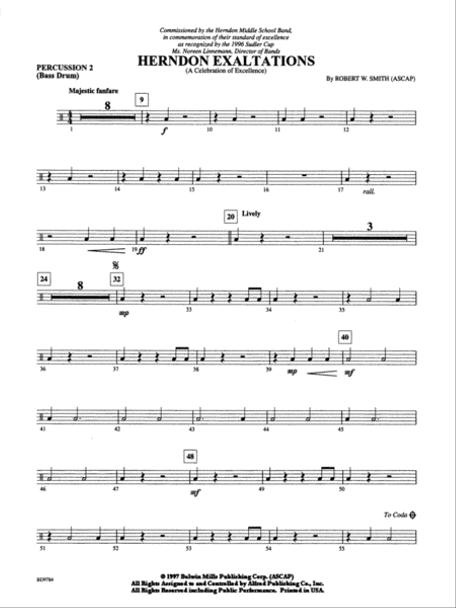Herndon Exaltations (A Celebration of Excellence): 2nd Percussion Concert Band scores gallery preview page 1