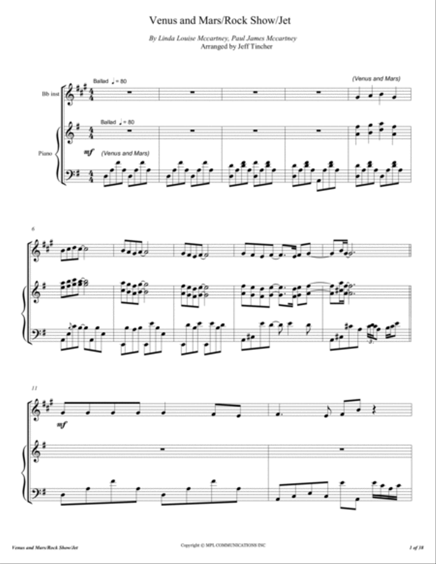 Venus And Mars/ Rock Show/ Jet Trumpet Solo scores gallery preview page 2