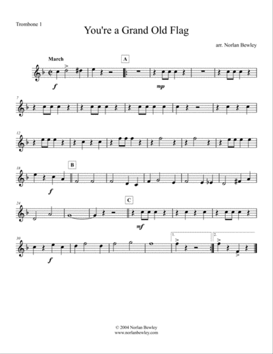 You're A Grand Old Flag - Low Brass Quartet You're A Grand Old Flag - Low Brass Quartet Brass Quartet scores gallery preview page 3