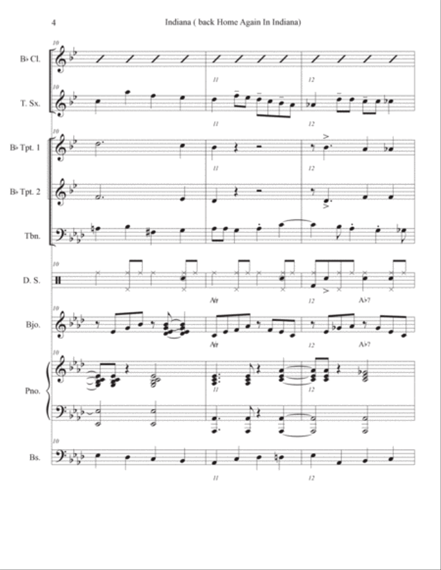 Indiana (back Home Again In Indiana) Jazz Ensemble scores gallery preview page 4