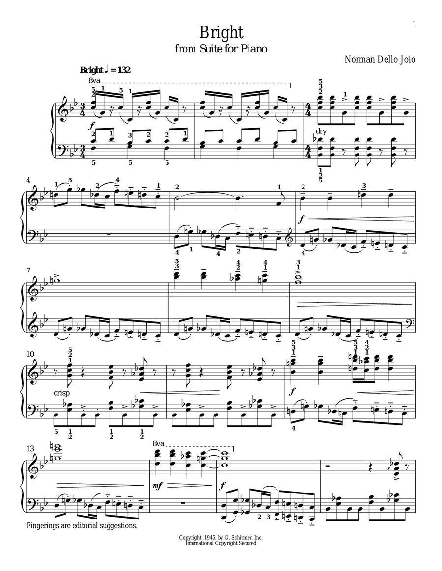 Bright Bright Piano Solo scores gallery preview page 1