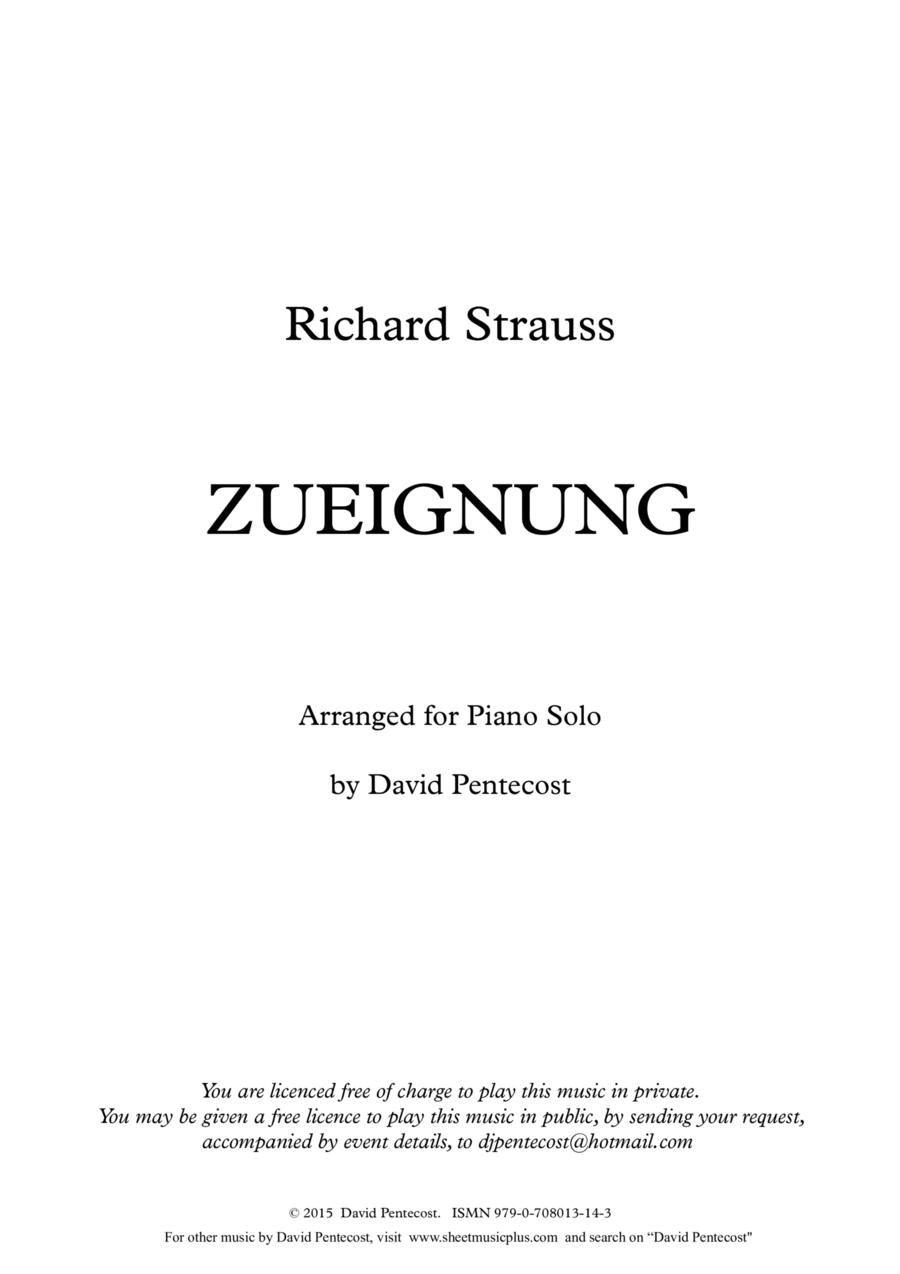 Zueignung (arr. Opus 14) Piano Solo scores gallery preview page 1