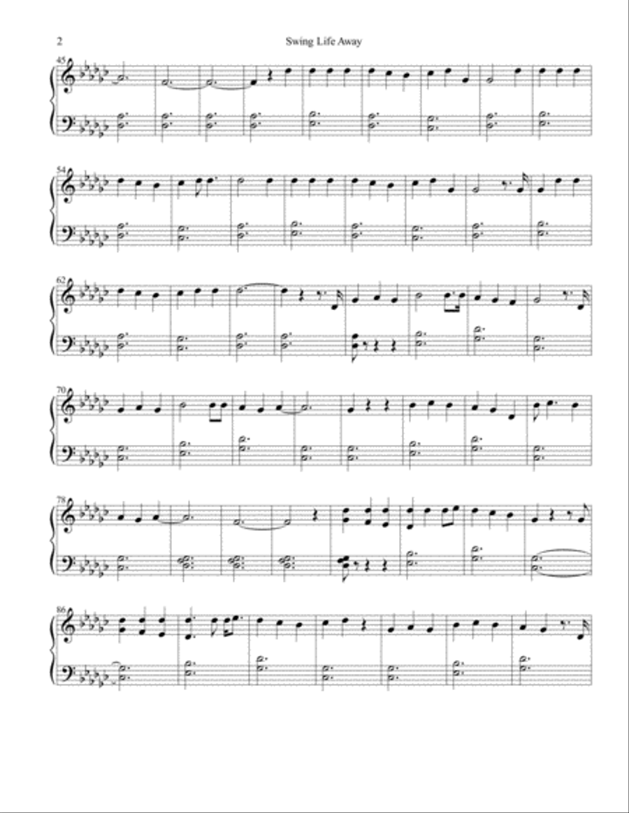 Swing Life Away Piano Solo scores gallery preview page 2