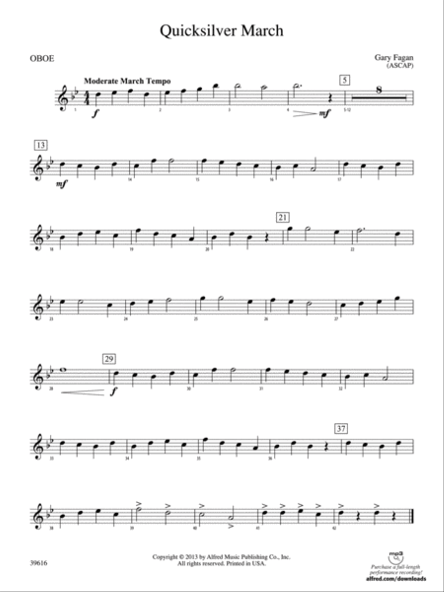 Quicksilver March: Oboe Concert Band scores gallery preview page 1