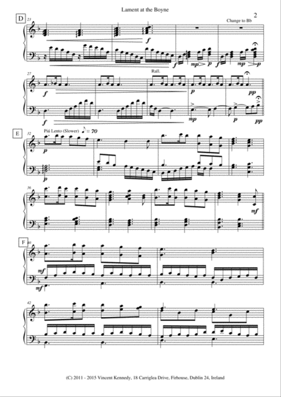 Lament at the Boyne (for Lever/Non Pedal Harp) Pedal Harp scores gallery preview page 2