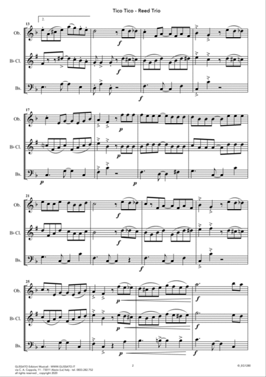 Tico Tico - flexible Reed Trio score & parts Woodwind Trio scores gallery preview page 3