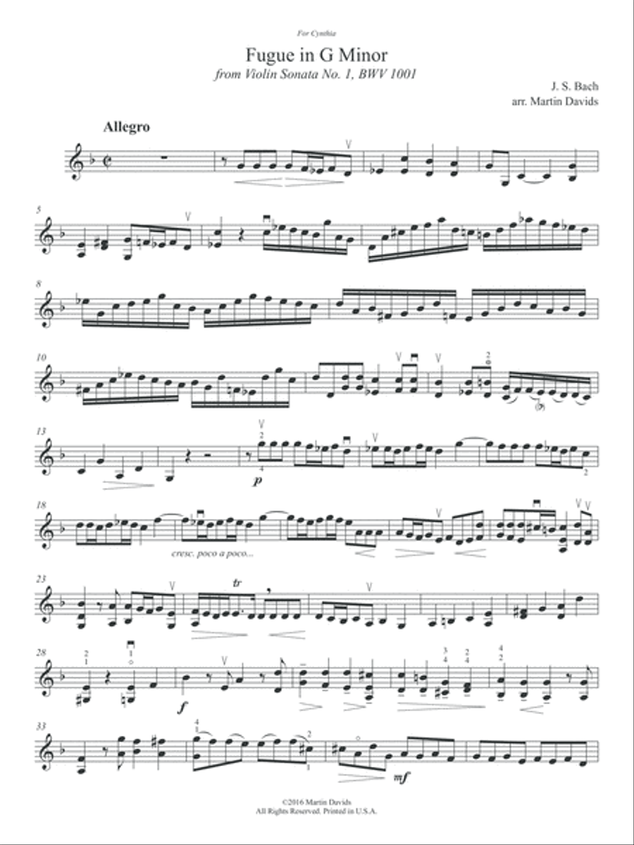 Bachfor2 Volume 1, Three Fugues, Violin 2, marked version String Duet scores gallery preview page 4