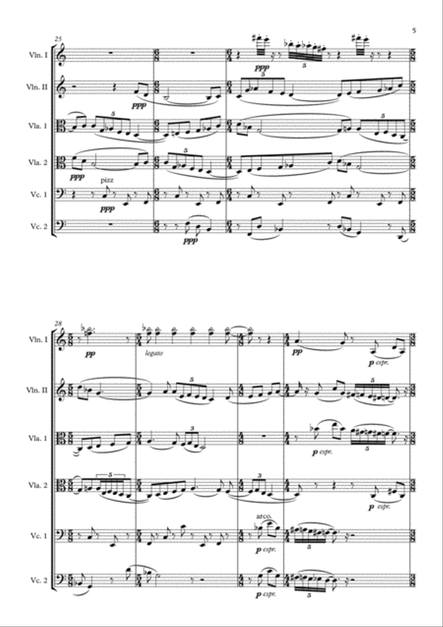 Hexad for String Sextet String Orchestra scores gallery preview page 5
