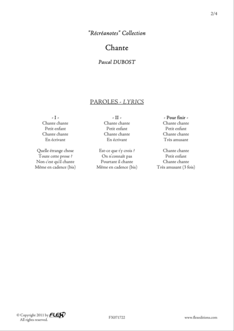Chante Chante Children's Choir scores gallery preview page 2
