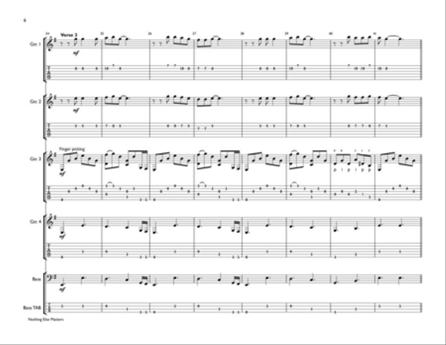 Nothing Else Matters Guitar Ensemble scores gallery preview page 6
