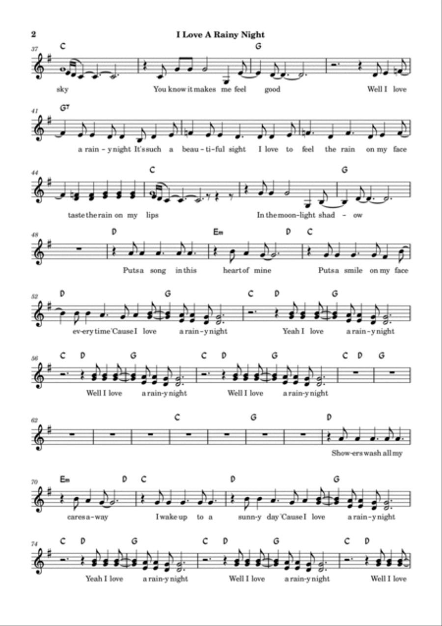 I Love A Rainy Night Classical Guitar scores gallery preview page 2
